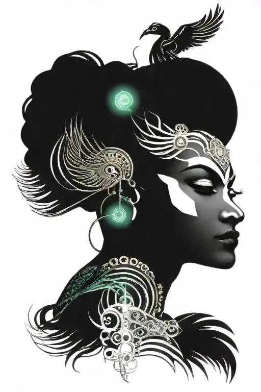 Krishna With Peacock Feather Tatoo Design