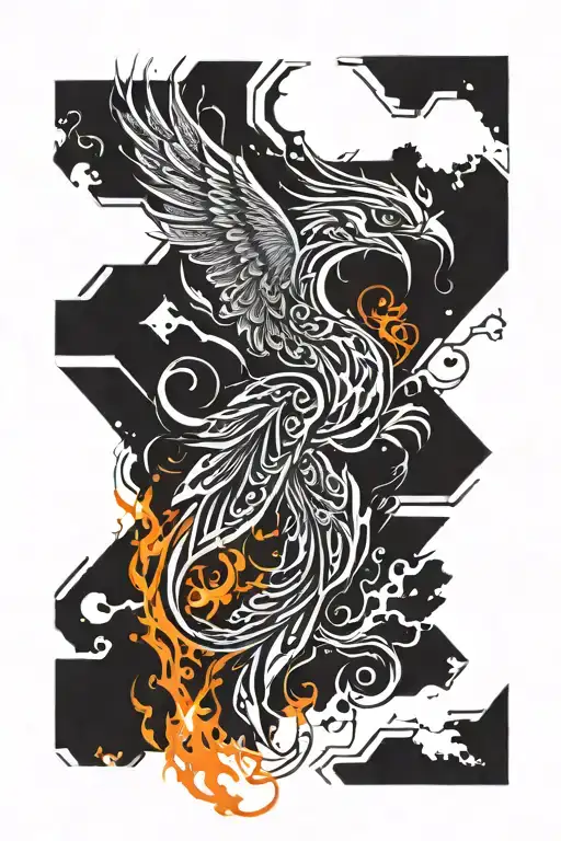 Phoenix Rising From Flames