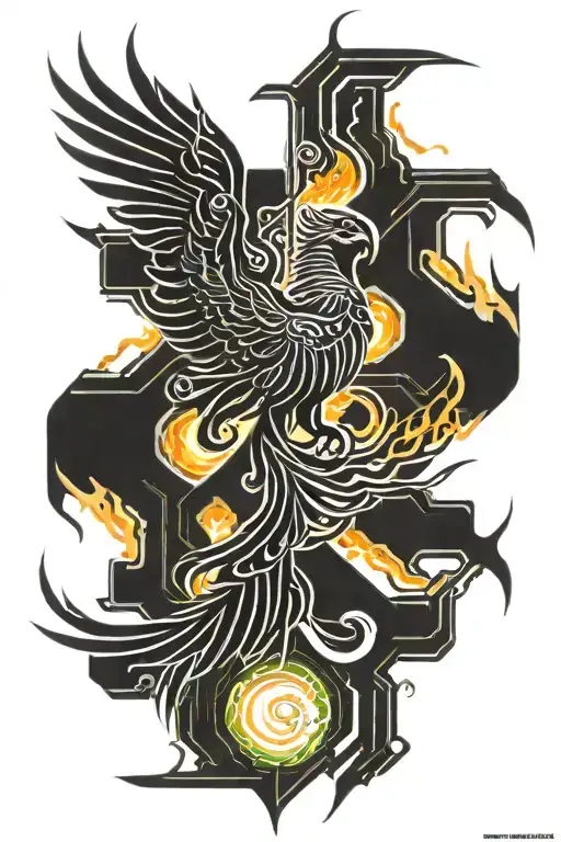 Phoenix Rising From Flames