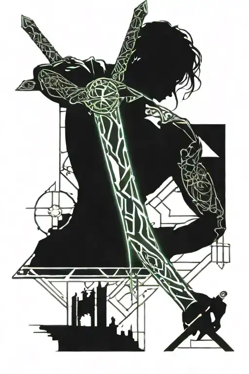 Tatto Of Sword In Arm Sleeve