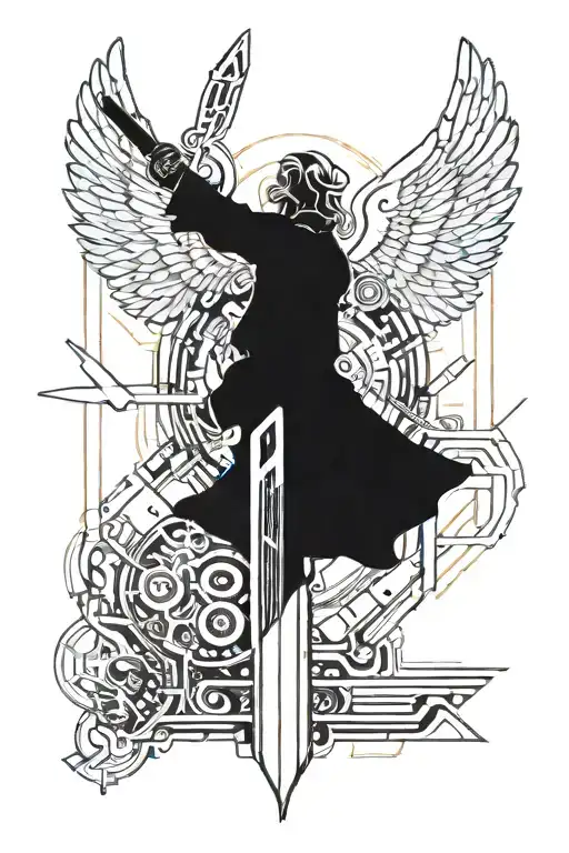 Angel And Knife Stuck Vertically Inside