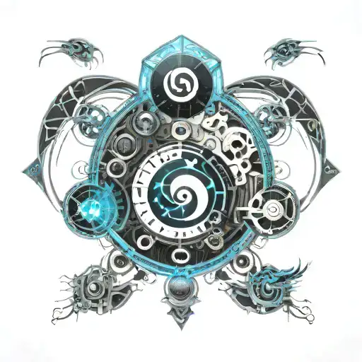Blue Yin Yang Symbol Surrounded