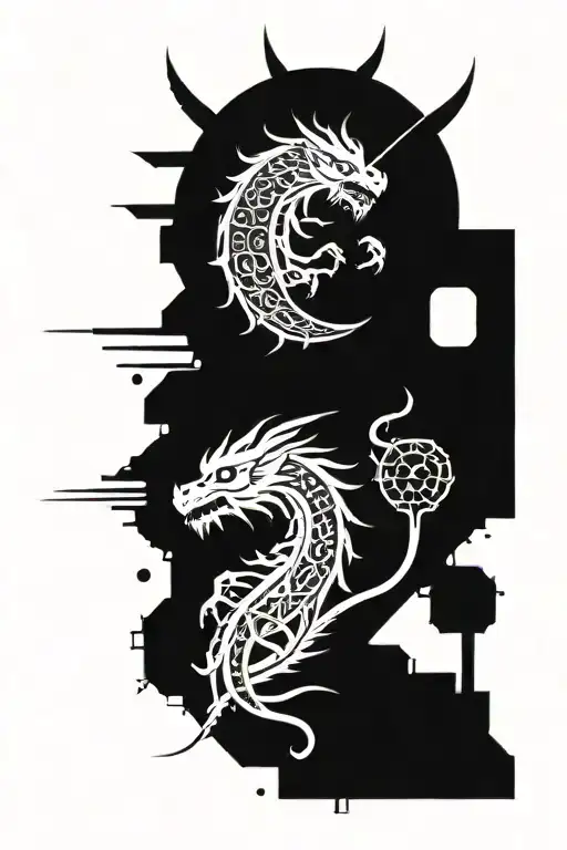 Sun Moon And Dragon Intertwined