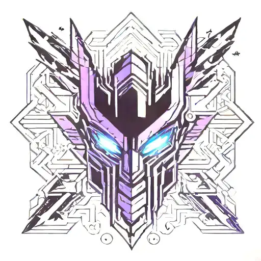 Large Decepticon Insignia In A Fire And Lightning Storm Using Purple And Blue