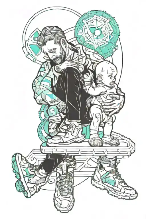 Baby Sitting On Dads Foot