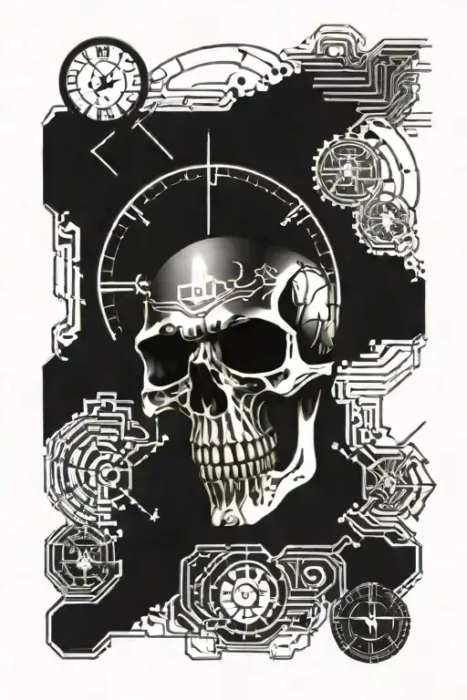 Skull And Clock Surrounded