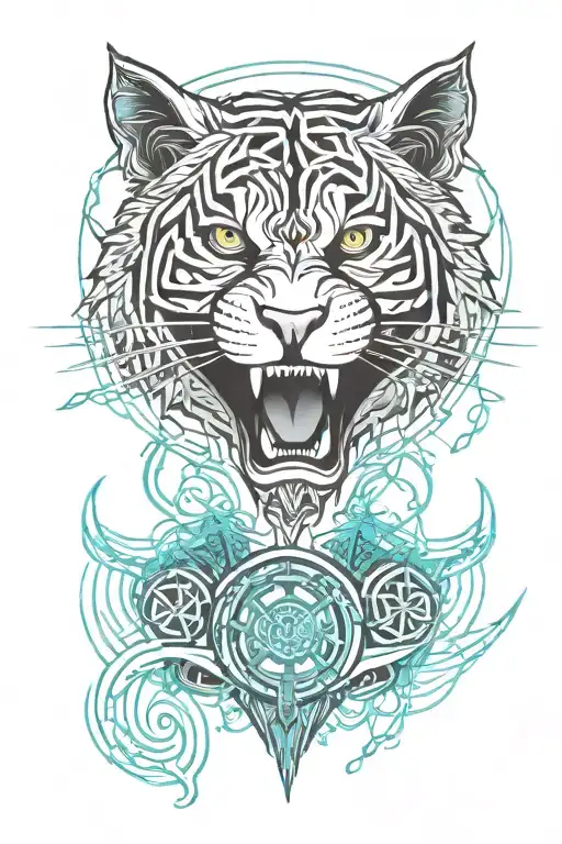 Celtic Tiger With Water Splash