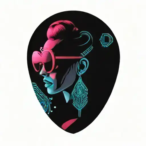 Cyberpunk Inspired Tattoo Lady With Sunglasses