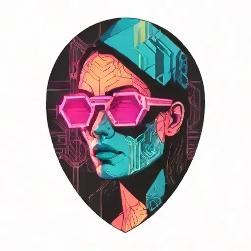 Cyberpunk Inspired Tattoo Lady With Sunglasses