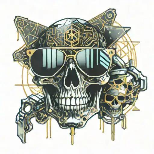 Skull Wearing Ray Ban Sunglasses Fishing