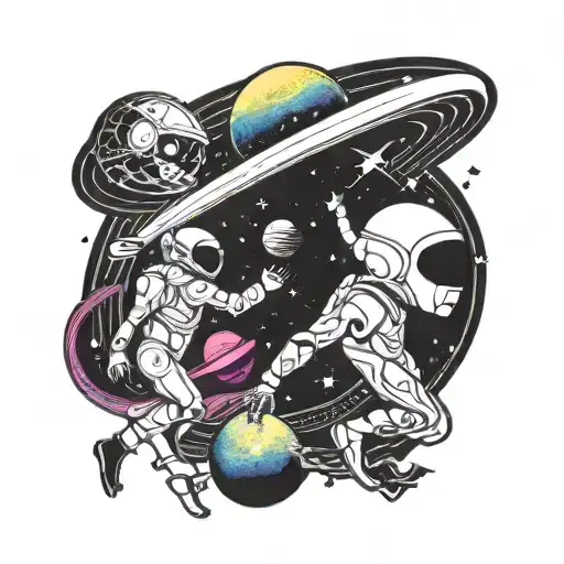 Space Sleeve With Alien And Spaceman And A Galaxy Background With Lots Of Colour