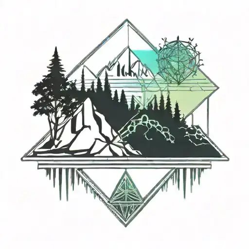 Hiking Mountain Forest Scene