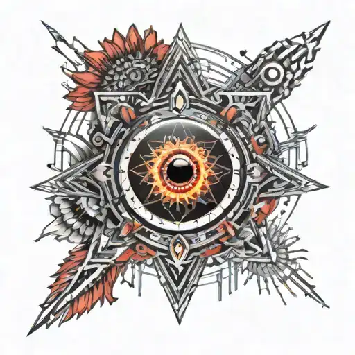 All Seeing Eye Eith Red Daisy