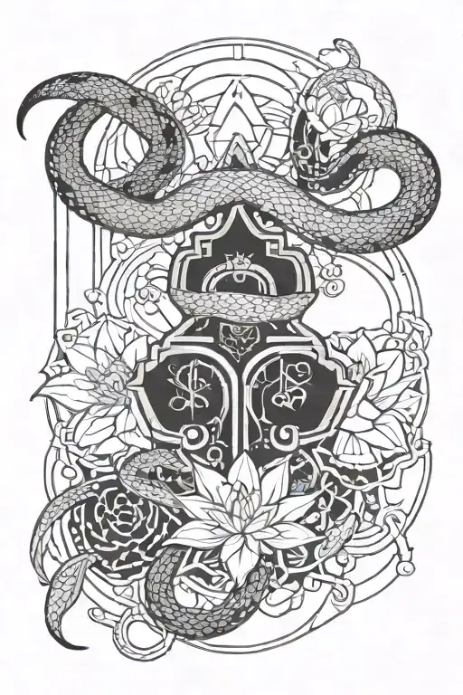 Snake And Lotus Flower And Money