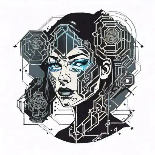 Dark Digital Girl Face