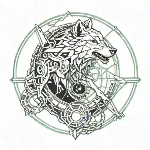 Wolf Breaking Free From Chain With Moon In The Background