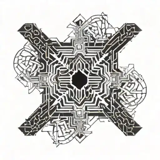 Ornamental Black Abstract Design With Repetitive Vertebrae