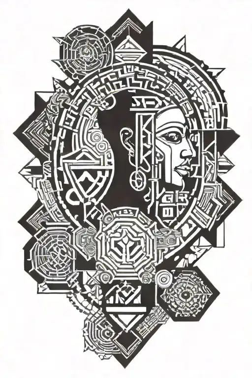 African Tribal Design Incorporating Christianity And Geometric Patterns Along With Nigerian Roots