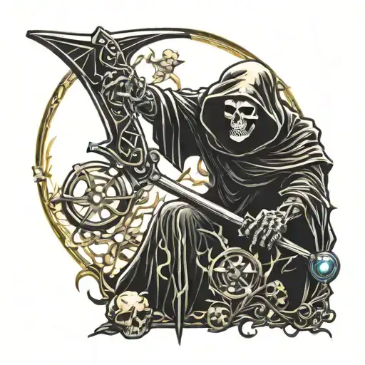 Grim Reaper Scythe Cutting Oat