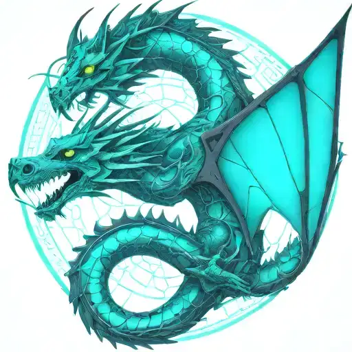 Bipolar Affectivity Dragon Two Heads Remove Wing Attached