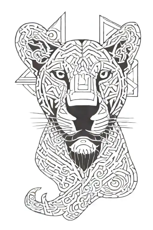 African Panther With Adinkra Symbol