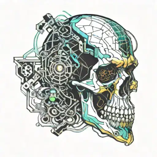 Skull In Broken Heart Shape