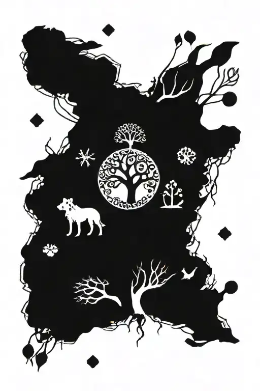 Tree Of Life Withhedgehog At Bottom Of It With Dog Paw Prints