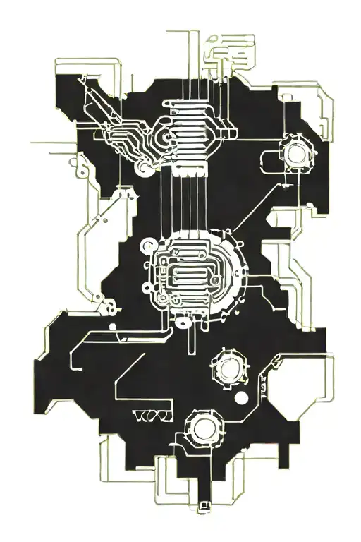 A Sketch Style Tattoo Of A Guitar With Coding Symbols Incorporated Into The Strings