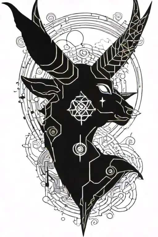 Capricorn Head With Sigils Circled