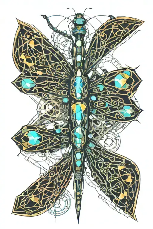 Dragonfly Made Of Diamond Shaped