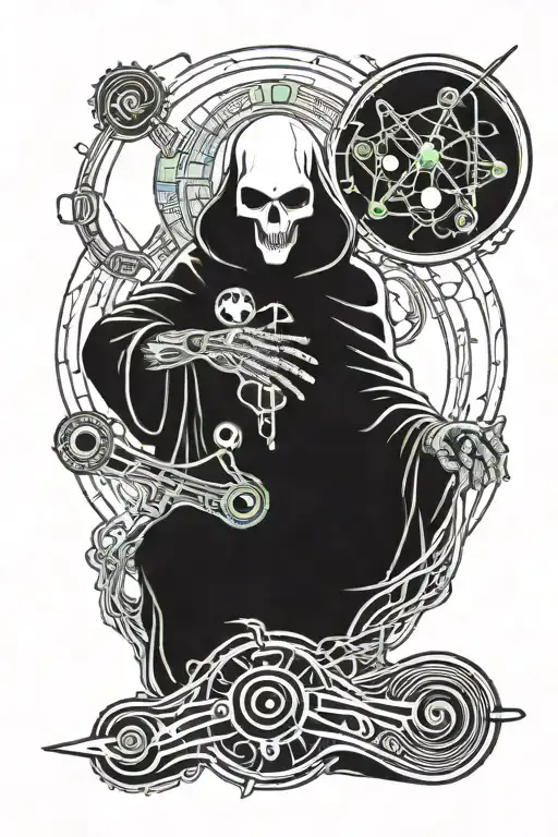 Incomprehensible Dmt Time God Alien Grim Reaper Holding Scroll