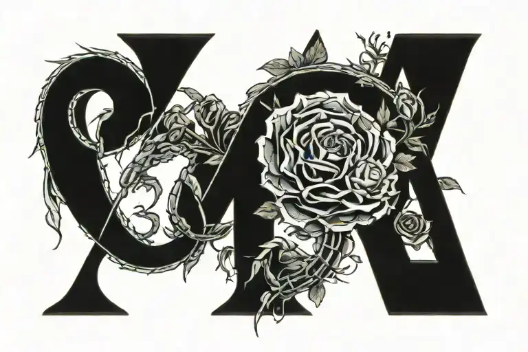 The Word Archie With Scorpion And Roses Growing