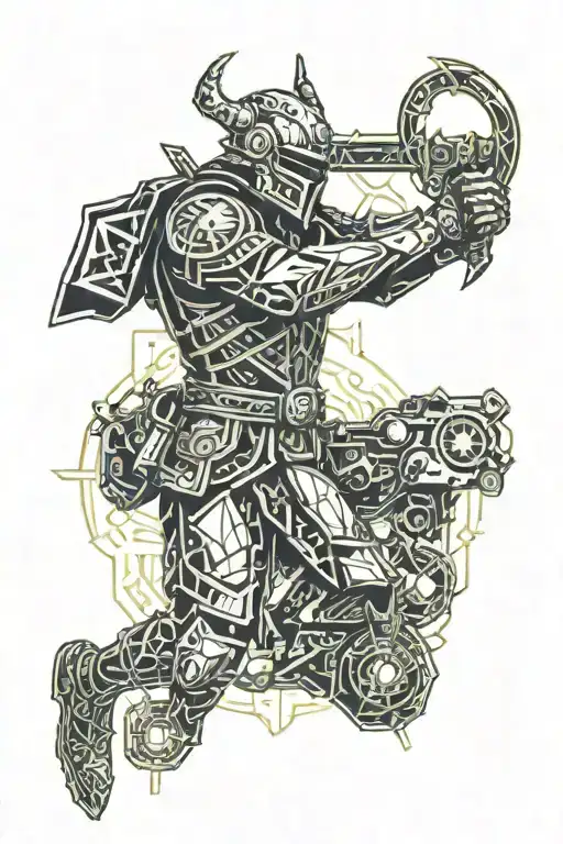 Medieval Sodier Fighting A Demon