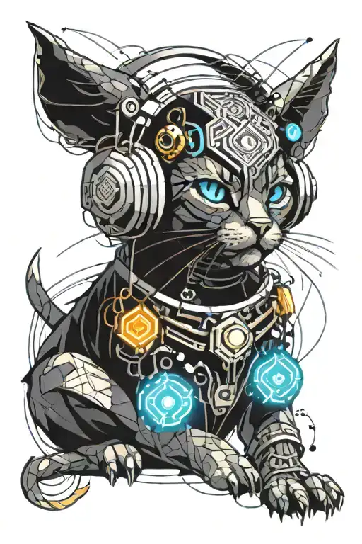 Witch Cat Wearing Headphones