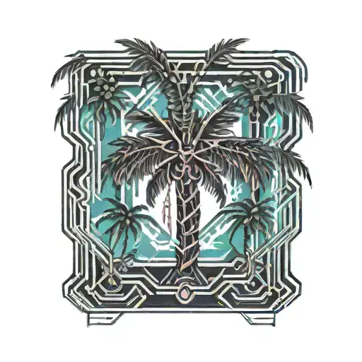 Palm Tree Without Leaves Growing Together