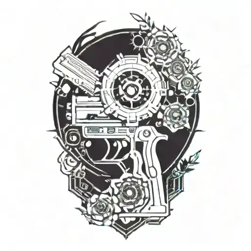 Women Gun Roses Machine Nature