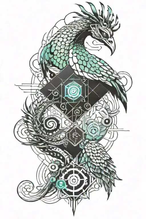 Peacock And Hydra Dragon With 3 Heads