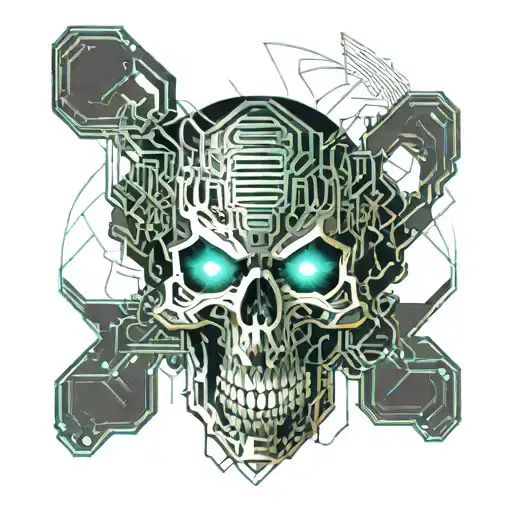 Cyber Skull With Wires Coming