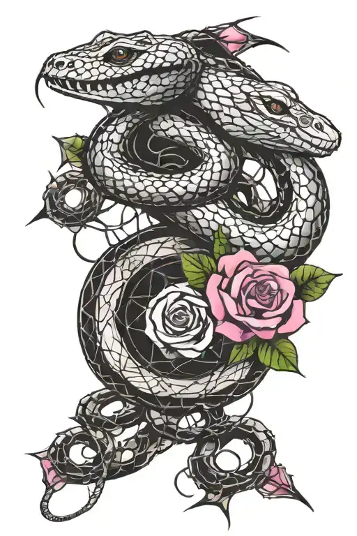 Snake And Prickly Rose