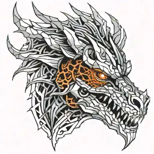 Iron Lava Dragon Head High Detail
