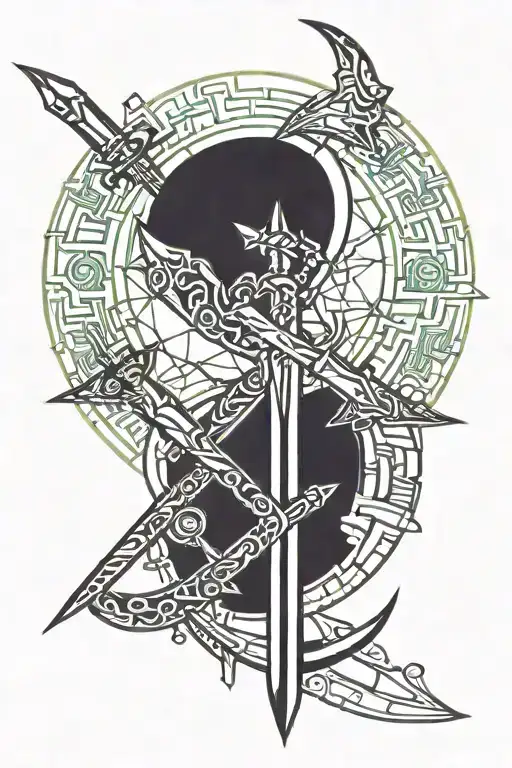 Sword And Moon Intertwined