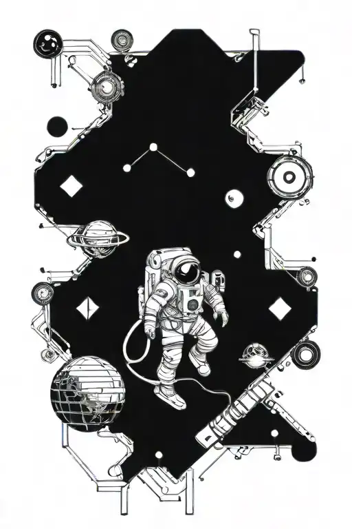 Astronaut Spiraling In An Infinite Fibonacci Sequence