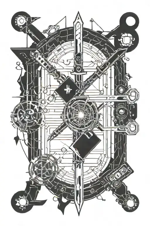 Sword Book Hand Blueprint Incorporating Elements