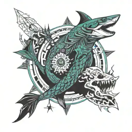 Mermaid Stabbing Shark