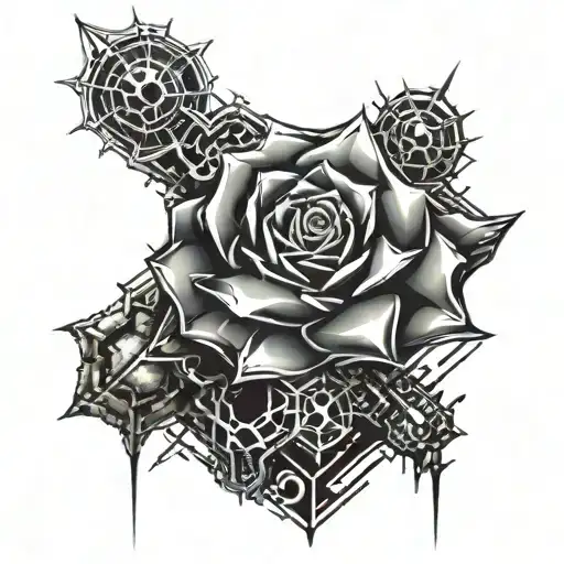 Crystal Rose With Motherboard Thorns Coming Out Of An Open Book