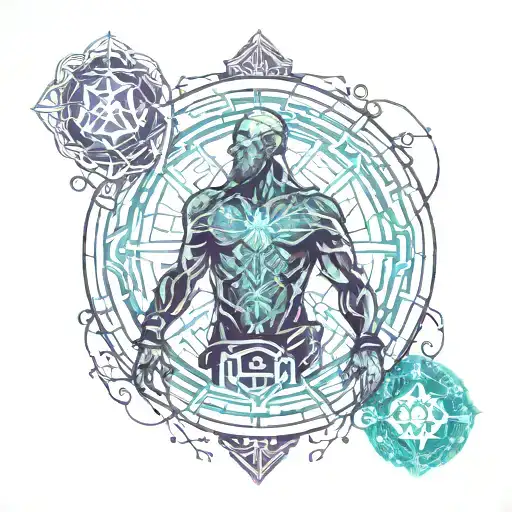 Atlas Holding The Heavens With Aurora Borealis