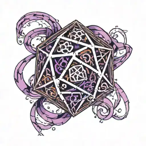 D20 Dice Surrounded By Purple Ribbon