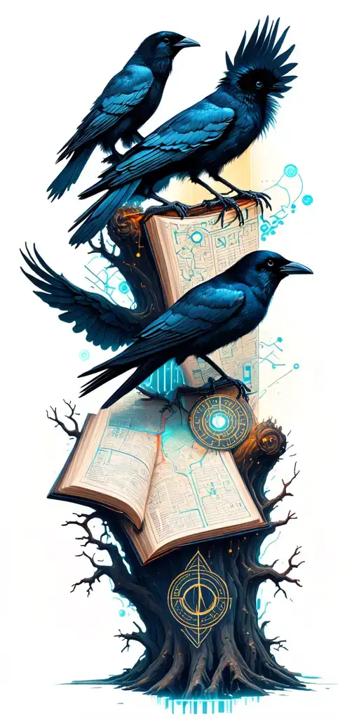 Crows And Tress Stump Reading A Map