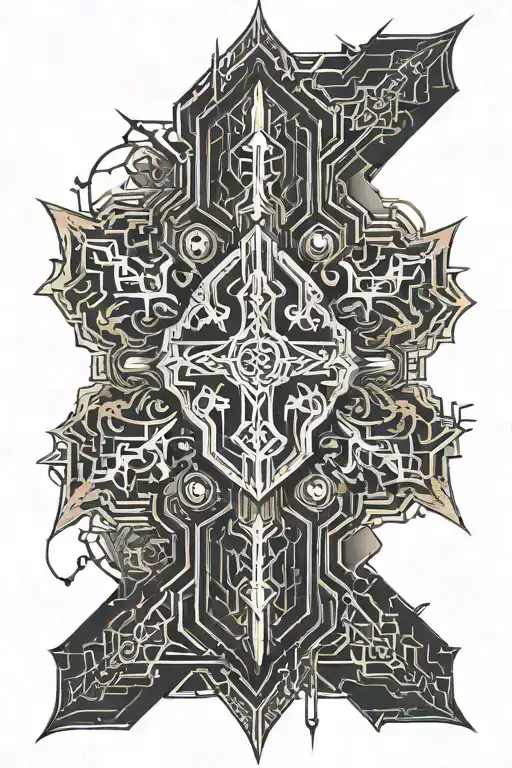 Gothic Cross With Abstract Motifs