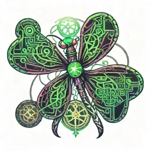 Celtic Clover With Dragonfly